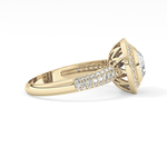 Round Cut 0.09 Carat Moissanite Ring – Halo and Pave Setting in Gold