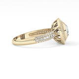 Round Cut 0.09 Carat Moissanite Ring – Halo and Pave Setting in Gold