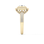 Round Cut 0.09 Carat Moissanite Ring – Halo and Pave Setting in Gold