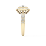 Round Cut 0.09 Carat Moissanite Ring – Halo and Pave Setting in Gold