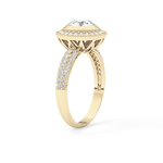 Round Cut 0.09 Carat Moissanite Ring – Halo and Pave Setting in Gold