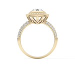 Round Cut 0.09 Carat Moissanite Ring – Halo and Pave Setting in Gold