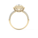 Round Cut 0.09 Carat Moissanite Ring – Halo and Pave Setting in Gold