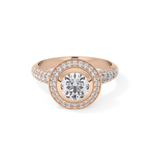 Round Cut 0.09 Carat Moissanite Ring – Halo and Pave Setting in Gold