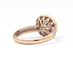 Round Cut 0.09 Carat Moissanite Ring – Halo and Pave Setting in Gold