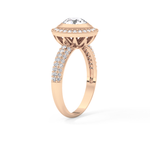 Round Cut 0.09 Carat Moissanite Ring – Halo and Pave Setting in Gold