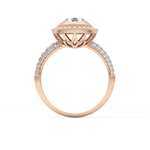Round Cut 0.09 Carat Moissanite Ring – Halo and Pave Setting in Gold