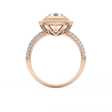 Round Cut 0.09 Carat Moissanite Ring – Halo and Pave Setting in Gold