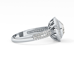 Round Cut 0.09 Carat Moissanite Ring – Halo and Pave Setting in Gold