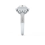 Round Cut 0.09 Carat Moissanite Ring – Halo and Pave Setting in Gold