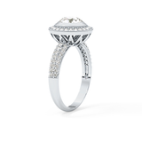 Round Cut 0.09 Carat Moissanite Ring – Halo and Pave Setting in Gold