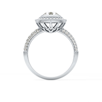 Round Cut 0.09 Carat Moissanite Ring – Halo and Pave Setting in Gold