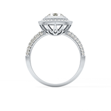 Round Cut 0.09 Carat Moissanite Ring – Halo and Pave Setting in Gold