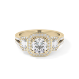 Round Cut 1.28 Carat Moissanite Ring – Cluster Setting in Gold