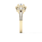 Round Cut 1.28 Carat Moissanite Ring – Cluster Setting in Gold