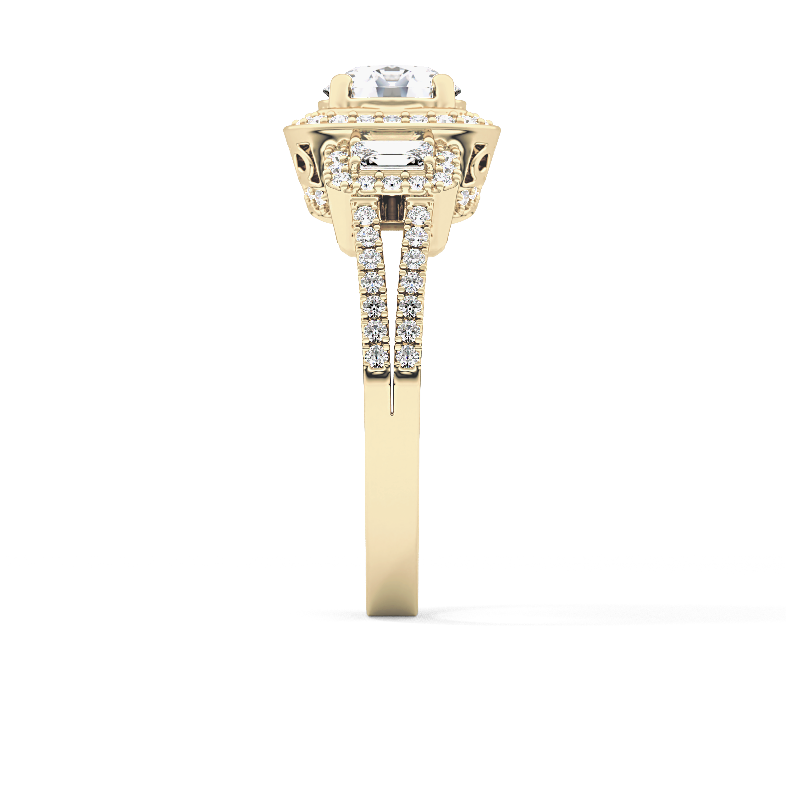 Round Cut 1.28 Carat Moissanite Ring – Cluster Setting in Gold