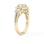Round Cut 1.28 Carat Moissanite Ring – Cluster Setting in Gold