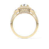 Round Cut 1.28 Carat Moissanite Ring – Cluster Setting in Gold
