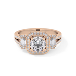 Round Cut 1.28 Carat Moissanite Ring – Cluster Setting in Gold