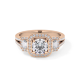 Round Cut 1.28 Carat Moissanite Ring – Cluster Setting in Gold