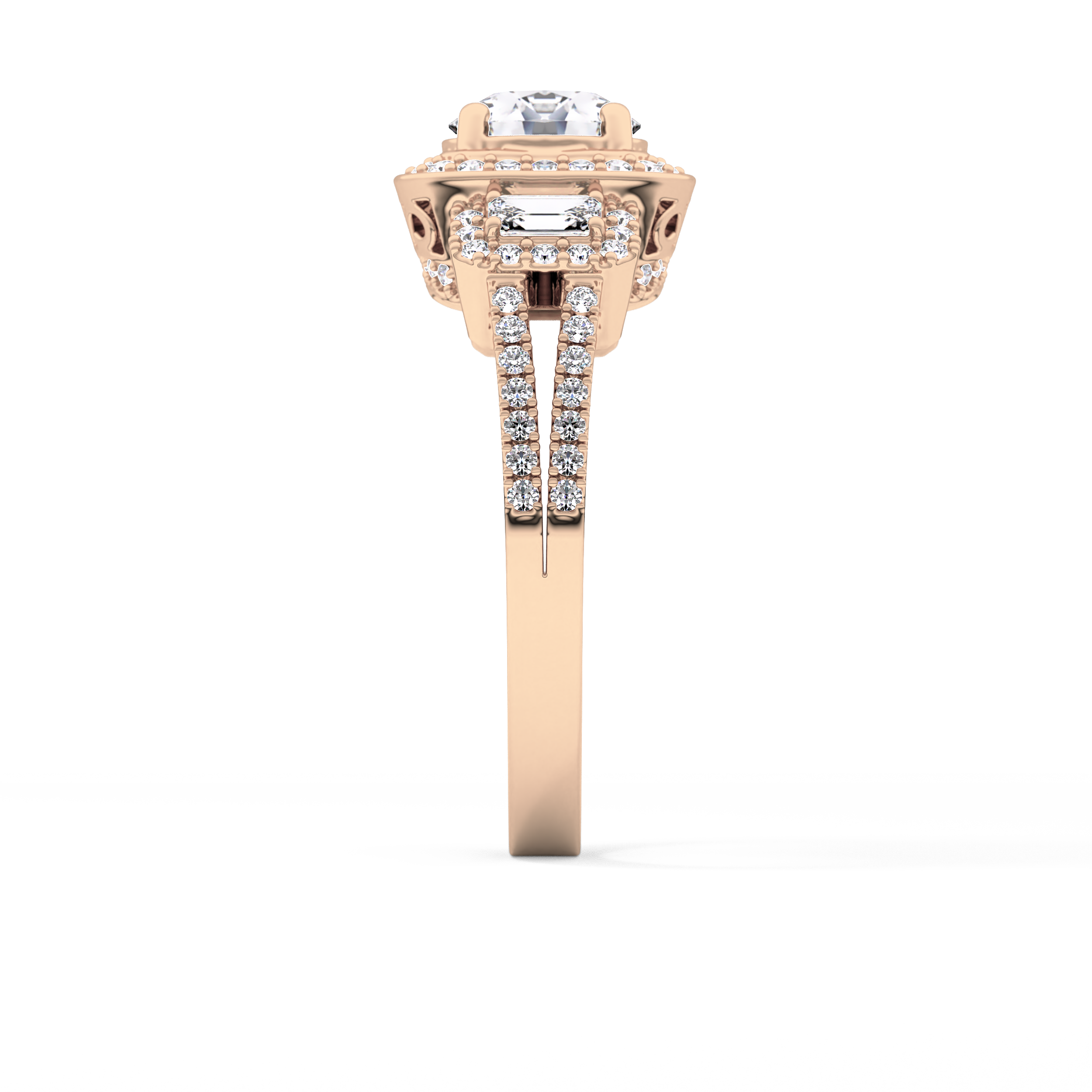 Round Cut 1.28 Carat Moissanite Ring – Cluster Setting in Gold