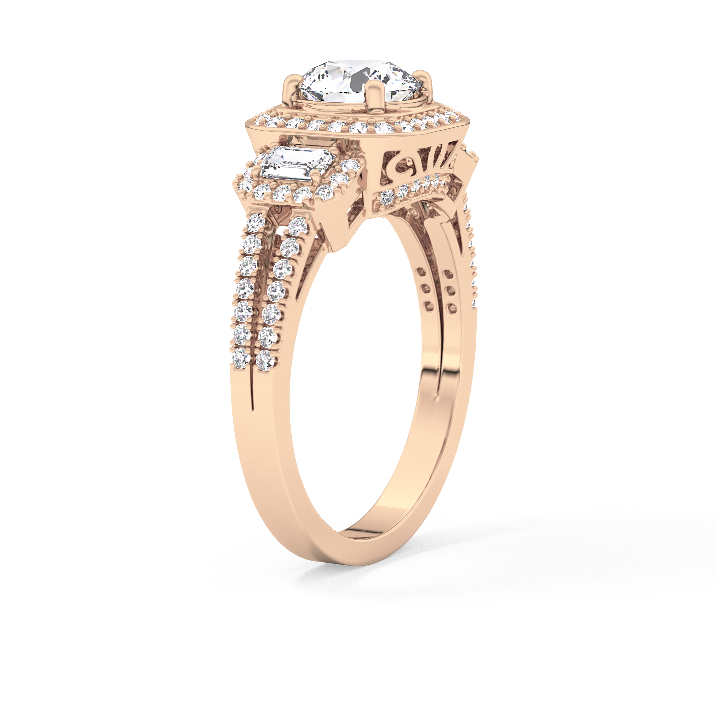 Round Cut 1.28 Carat Moissanite Ring – Cluster Setting in Gold