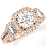 Round Cut 1.28 Carat Moissanite Ring – Cluster Setting in Gold