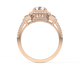 Round Cut 1.28 Carat Moissanite Ring – Cluster Setting in Gold