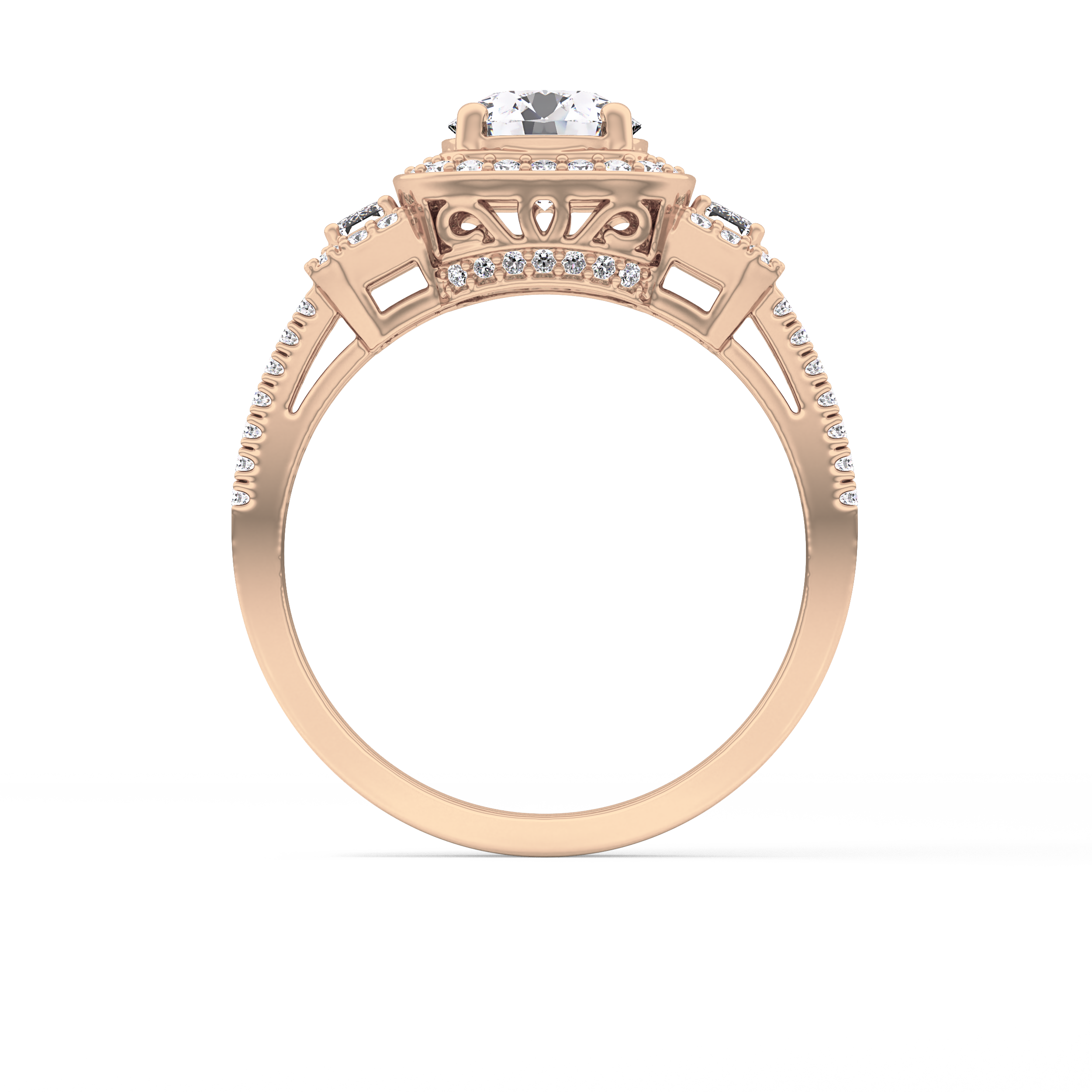 Round Cut 1.28 Carat Moissanite Ring – Cluster Setting in Gold