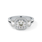 Round Cut 1.28 Carat Moissanite Ring – Cluster Setting in Gold