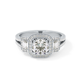 Round Cut 1.28 Carat Moissanite Ring – Cluster Setting in Gold