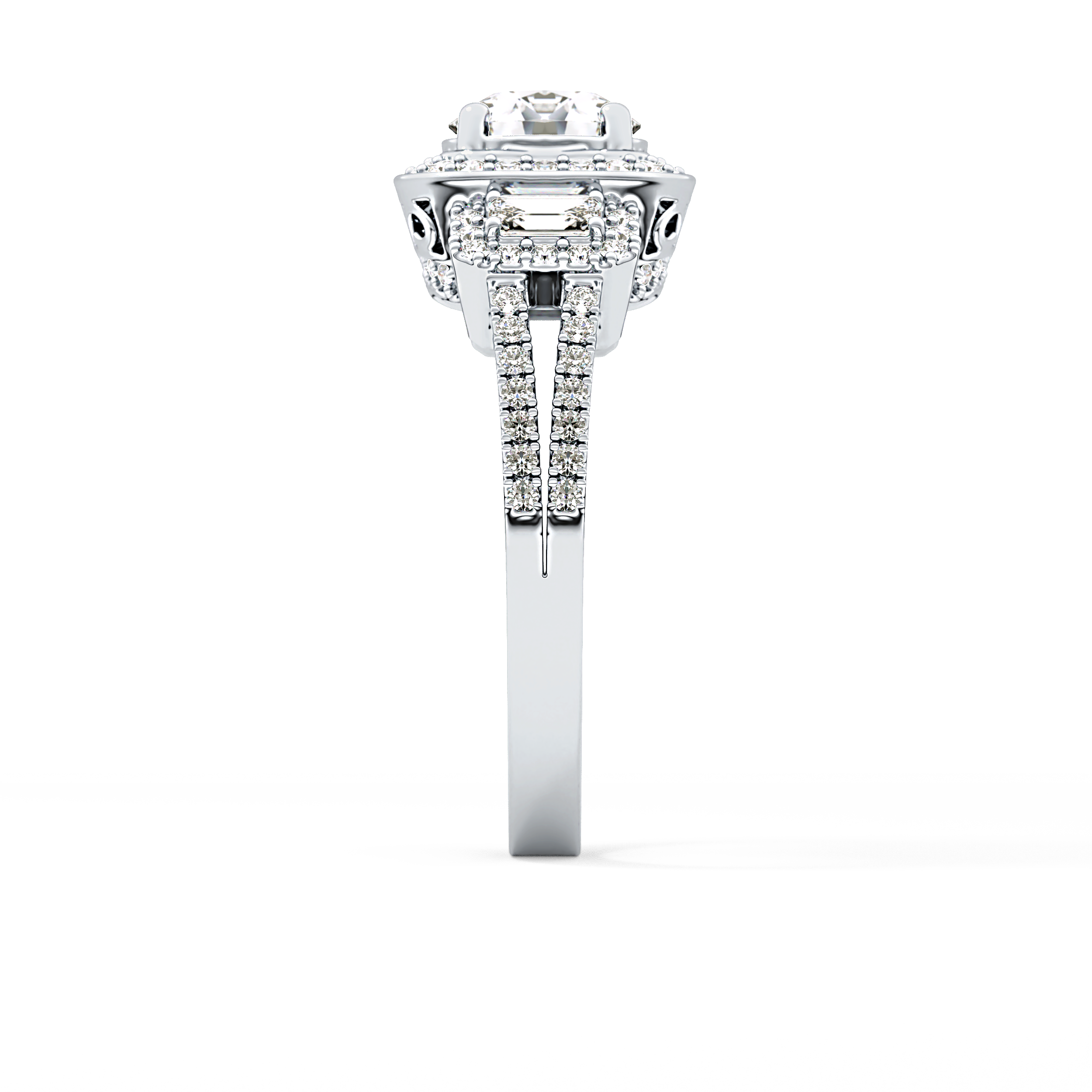 Round Cut 1.28 Carat Moissanite Ring – Cluster Setting in Gold