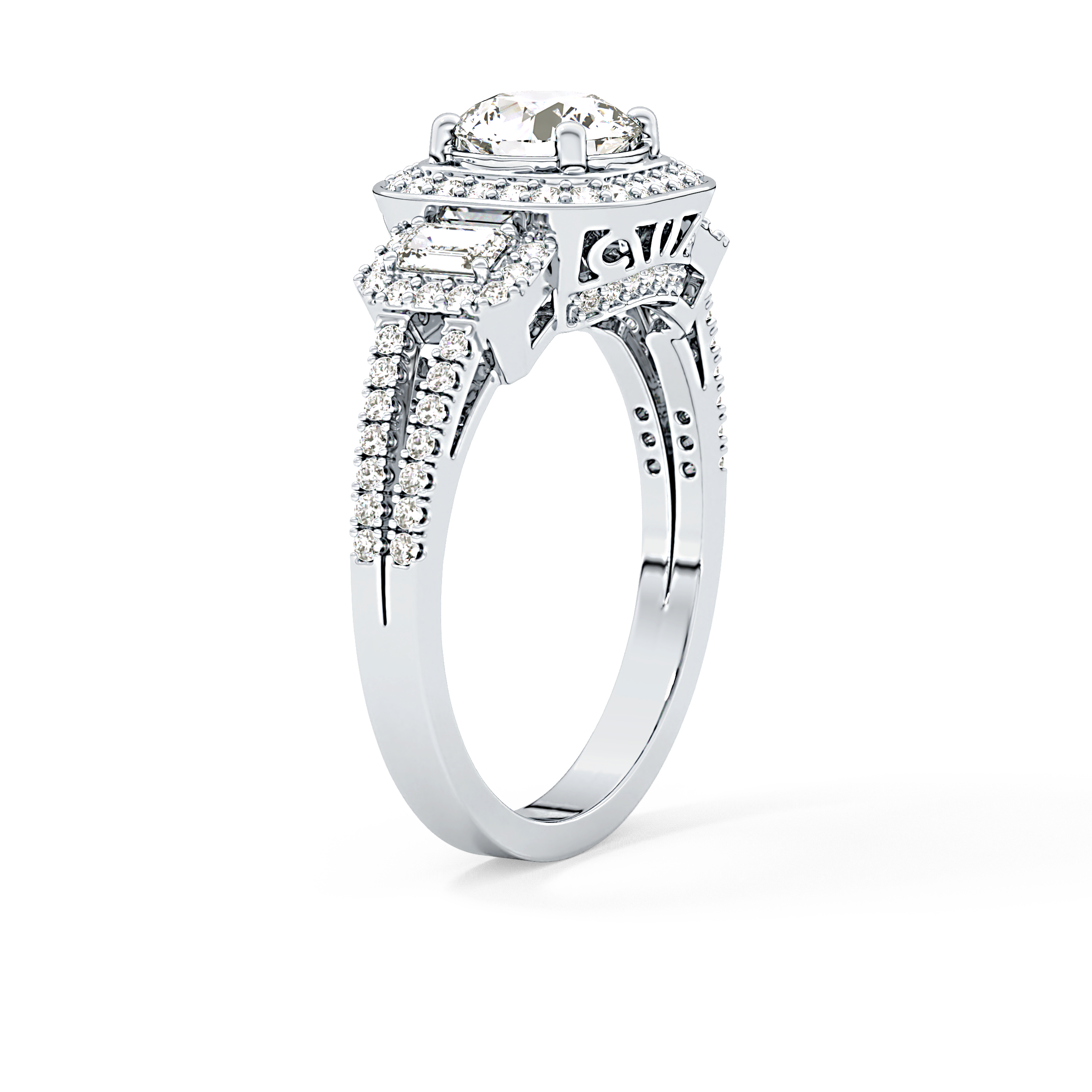 Round Cut 1.28 Carat Moissanite Ring – Cluster Setting in Gold