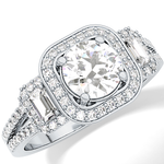 Round Cut 1.28 Carat Moissanite Ring – Cluster Setting in Gold