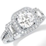 Round Cut 1.28 Carat Moissanite Ring – Cluster Setting in Gold