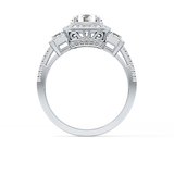 Round Cut 1.28 Carat Moissanite Ring – Cluster Setting in Gold