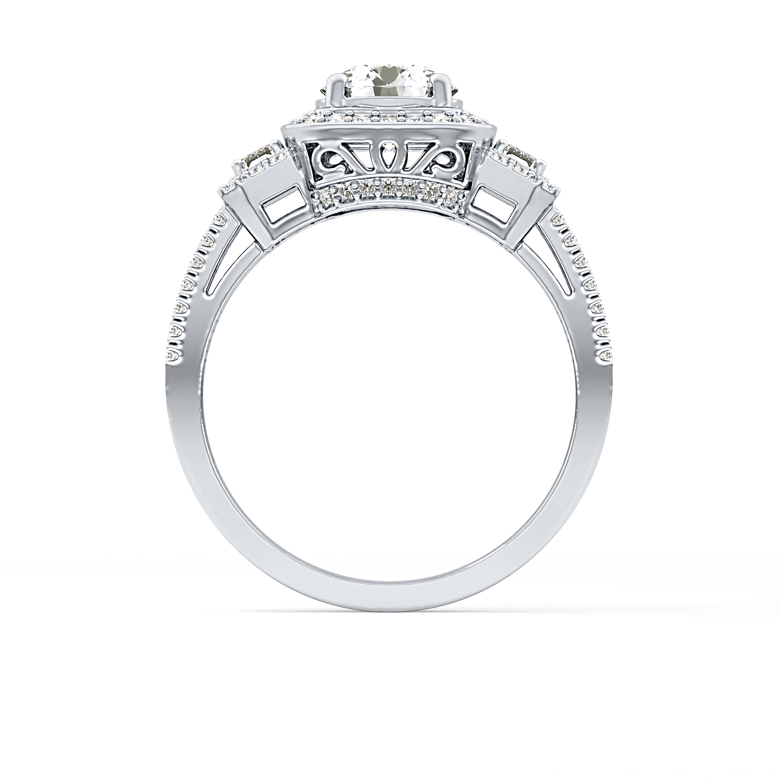 Round Cut 1.28 Carat Moissanite Ring – Cluster Setting in Gold