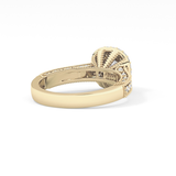 Round Cut 0.46 Carat Moissanite Ring – Double Halo and Pave Setting in Gold