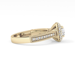 Round Cut 0.46 Carat Moissanite Ring – Double Halo and Pave Setting in Gold