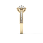 Round Cut 0.46 Carat Moissanite Ring – Double Halo and Pave Setting in Gold