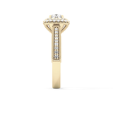 Round Cut 0.46 Carat Moissanite Ring – Double Halo and Pave Setting in Gold