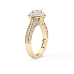 Round Cut 0.46 Carat Moissanite Ring – Double Halo and Pave Setting in Gold