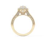 Round Cut 0.46 Carat Moissanite Ring – Double Halo and Pave Setting in Gold