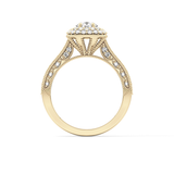 Round Cut 0.46 Carat Moissanite Ring – Double Halo and Pave Setting in Gold
