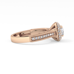 Round Cut 0.46 Carat Moissanite Ring – Double Halo and Pave Setting in Gold