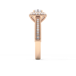 Round Cut 0.46 Carat Moissanite Ring – Double Halo and Pave Setting in Gold