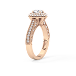 Round Cut 0.46 Carat Moissanite Ring – Double Halo and Pave Setting in Gold