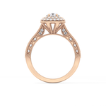 Round Cut 0.46 Carat Moissanite Ring – Double Halo and Pave Setting in Gold