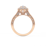 Round Cut 0.46 Carat Moissanite Ring – Double Halo and Pave Setting in Gold