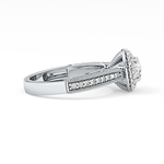 Round Cut 0.46 Carat Moissanite Ring – Double Halo and Pave Setting in Gold